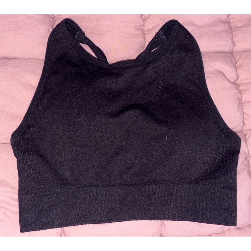 Avia Women Black Strappy Back Sports Bra Size M Medium Support